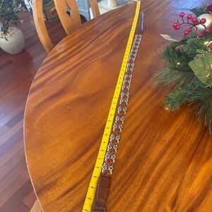 Vintage BRIGHTON braided leather and silver conchas belt.